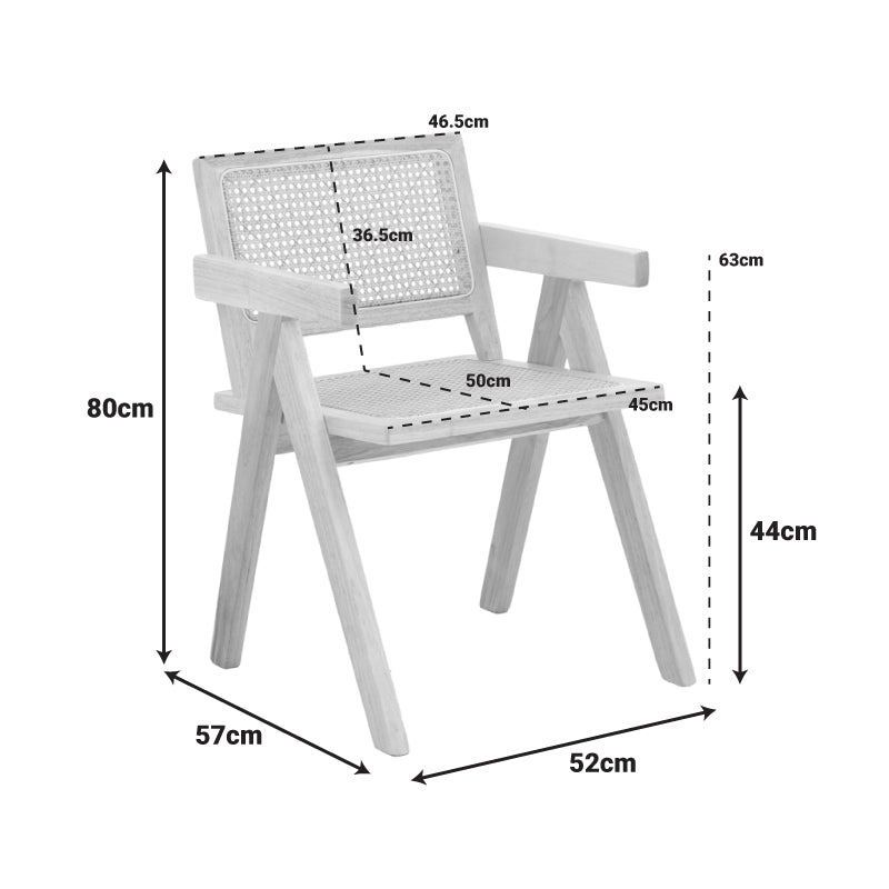 Πολυθρόνα Winslow Rubberwood-Rattan σε Φυσική Απόχρωση 51x54x80