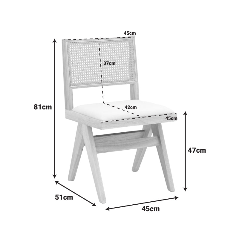 Καρέκλα Winslow Rubberwood σε Φυσική Απόχρωση-Ύφασμα Λευκό 46x58x80