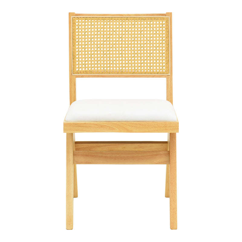 Καρέκλα Winslow Rubberwood σε Φυσική Απόχρωση-Ύφασμα Λευκό 46x58x80