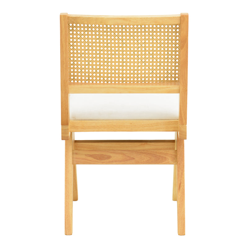 Καρέκλα Winslow Rubberwood σε Φυσική Απόχρωση-Ύφασμα Λευκό 46x58x80