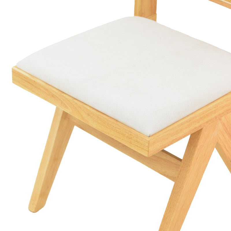 Καρέκλα Winslow Rubberwood σε Φυσική Απόχρωση-Ύφασμα Λευκό 46x58x80