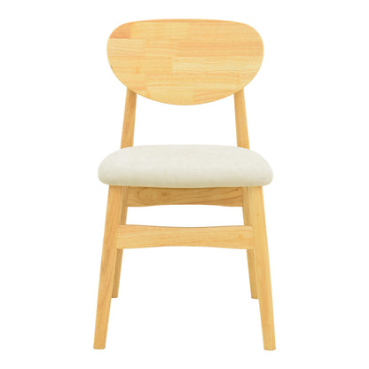 Καρέκλα Cardith Rubberwood-Plywood σε Φυσική Απόχρωση-Ύφασμα Γκρι-Μπεζ 48x51x78