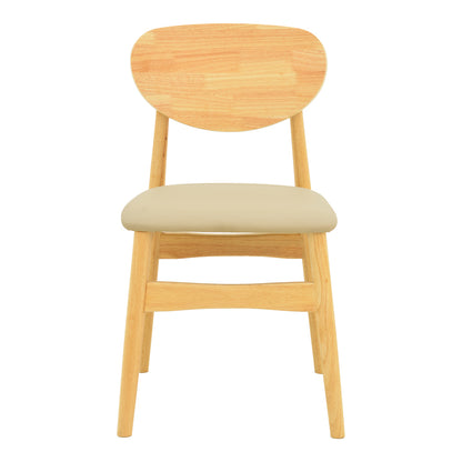 Καρέκλα Cardith Rubberwood-Plywood σε Φυσική Απόχρωση-PU Μπεζ 48x51x78