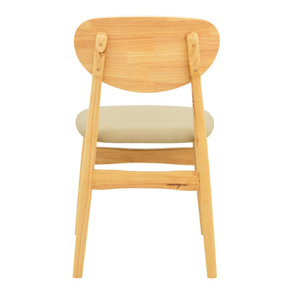 Καρέκλα Cardith Rubberwood-Plywood σε Φυσική Απόχρωση-PU Μπεζ 48x51x78