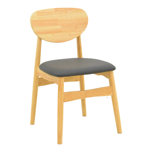 Καρέκλα Cardith Rubberwood-Plywood σε Φυσική Απόχρωση-PU Μαύρο 48x51x78