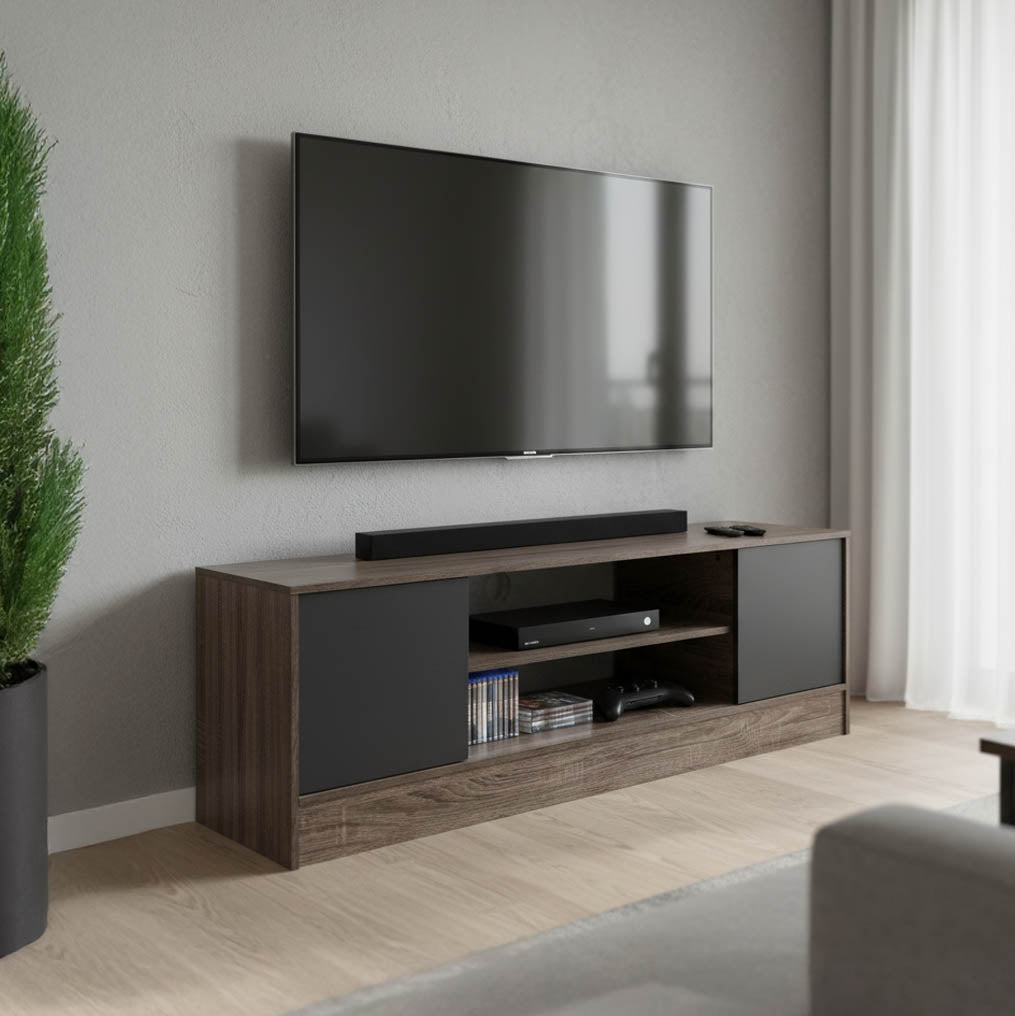 Έπιπλο Τηλεόρασης Sasa σε Oak-Ανθρακί Απόχρωση 120x35x41.5