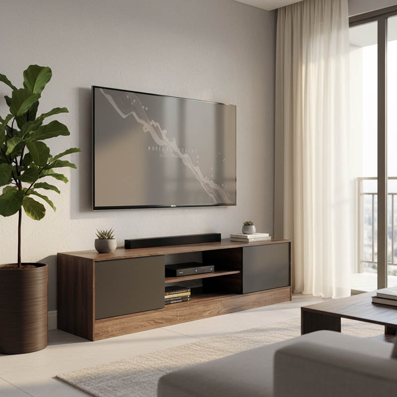 Έπιπλο Τηλεόρασης Sasa I σε Oak-Ανθρακί Απόχρωση 150x35x41.5