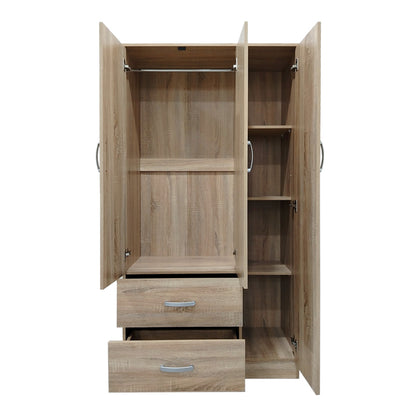 Ντουλάπα Τρίφυλλη με 2 Συρτάρια Lego σε Sonoma Απόχρωση 90x42x180