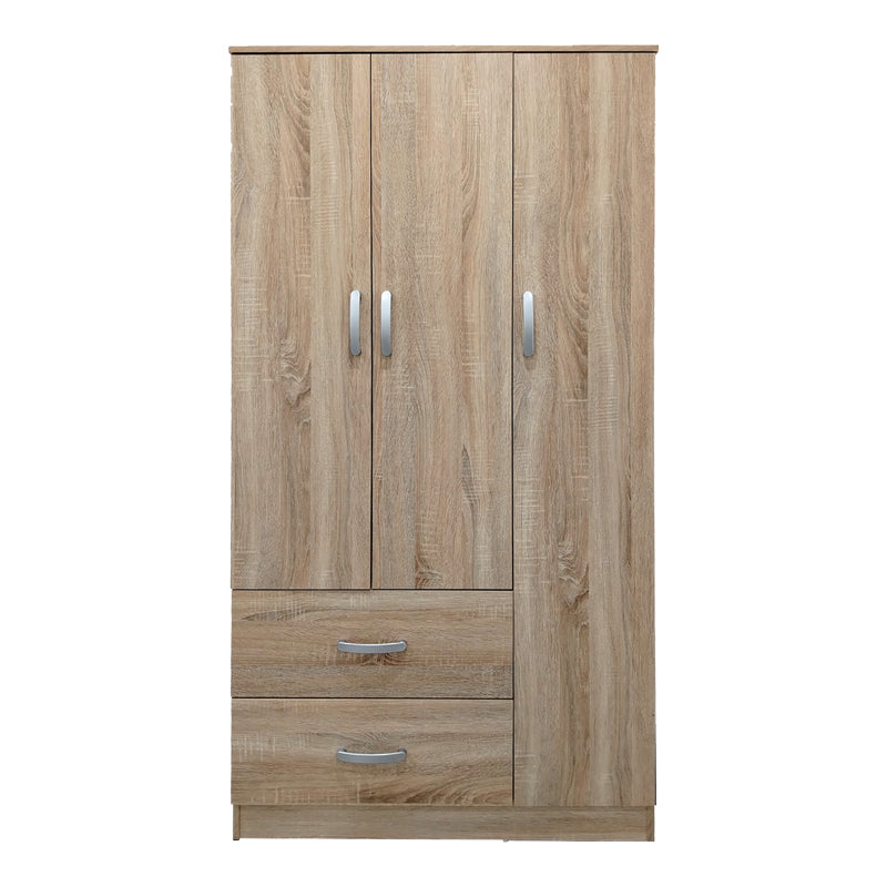 Ντουλάπα Τρίφυλλη με 2 Συρτάρια Lego σε Sonoma Απόχρωση 90x42x180