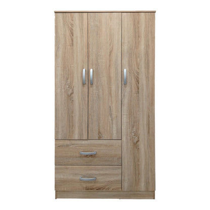 Ντουλάπα Τρίφυλλη με 2 Συρτάρια Lego σε Sonoma Απόχρωση 90x42x180