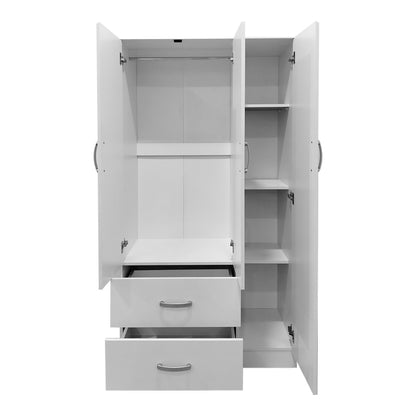 Ντουλάπα Τρίφυλλη με 2 Συρτάρια Lego σε Λευκή Απόχρωση 90x42x180