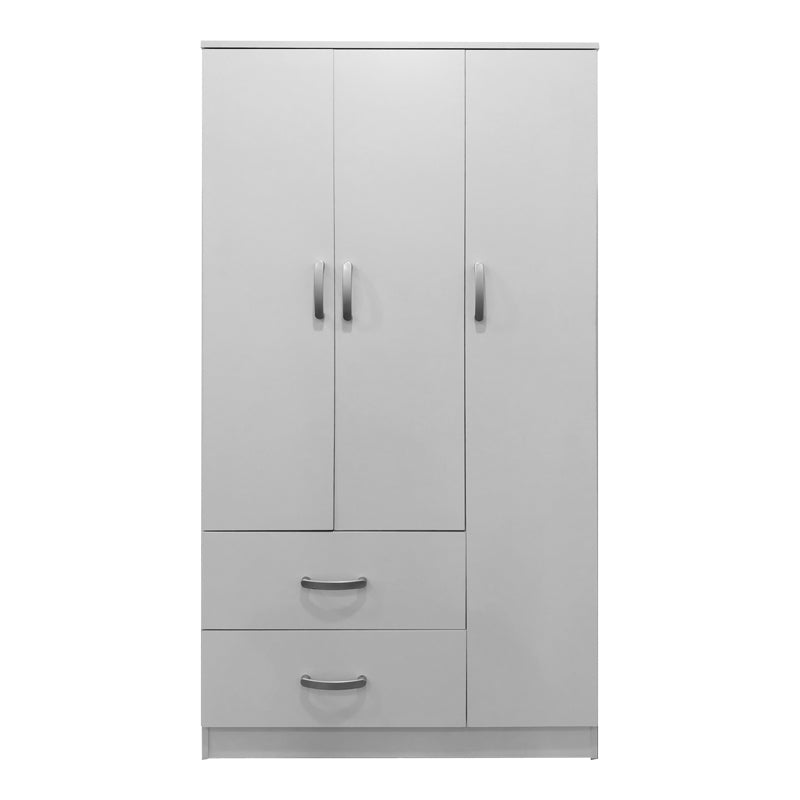 Ντουλάπα Τρίφυλλη με 2 Συρτάρια Lego σε Λευκή Απόχρωση 90x42x180