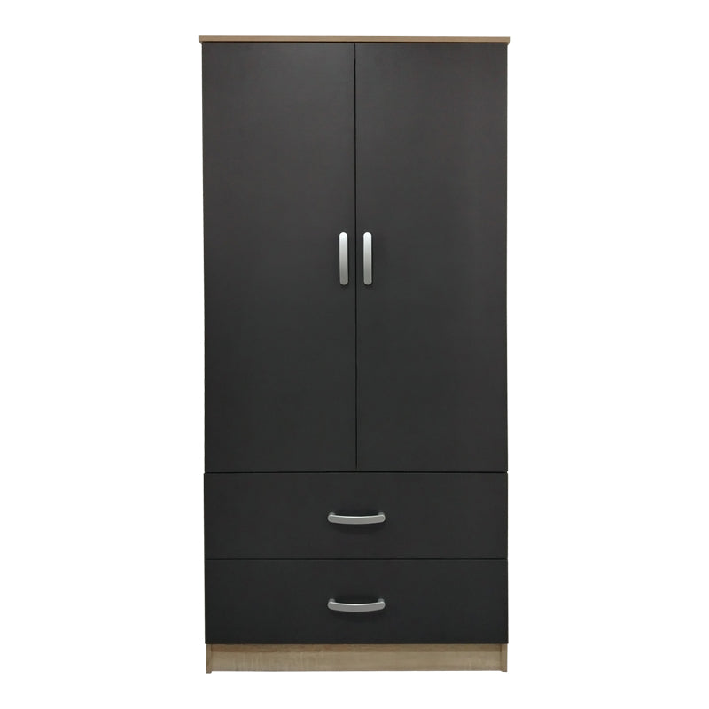 Ντουλάπα Δίφυλλη με 2 Συρτάρια Lego σε Sonoma-Ανθρακί Απόχρωση 80x42x180