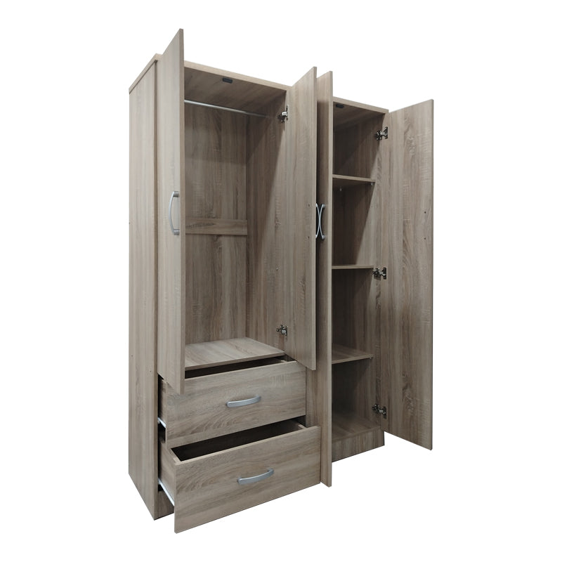 Ντουλάπα Τετράφυλλη με 2 Συρτάρια Lego σε Sonoma Απόχρωση 120.5x42x181