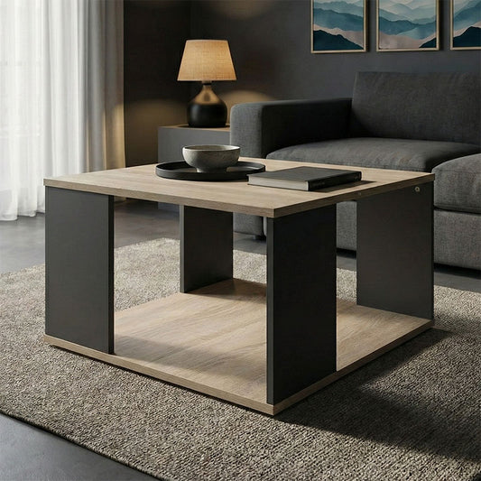 Τραπέζι Σαλονιού Zelegan Sonoma-Ανθρακί 60x60x39