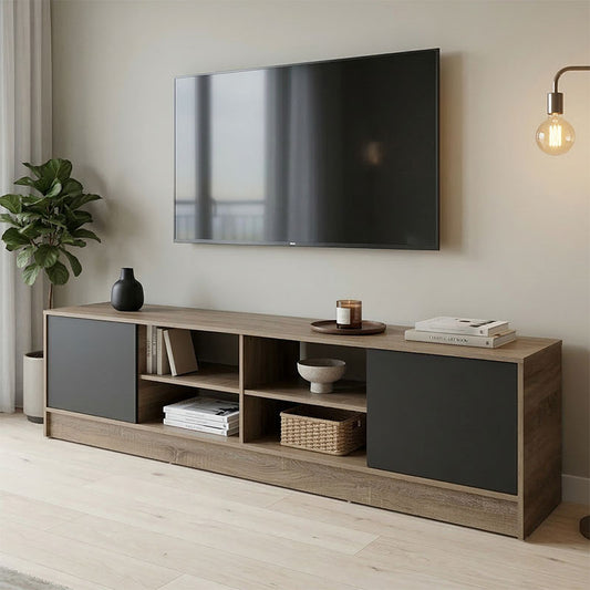 Έπιπλο Τηλεόρασης Tivia Sonoma-Ανθρακί 180x35x41.5