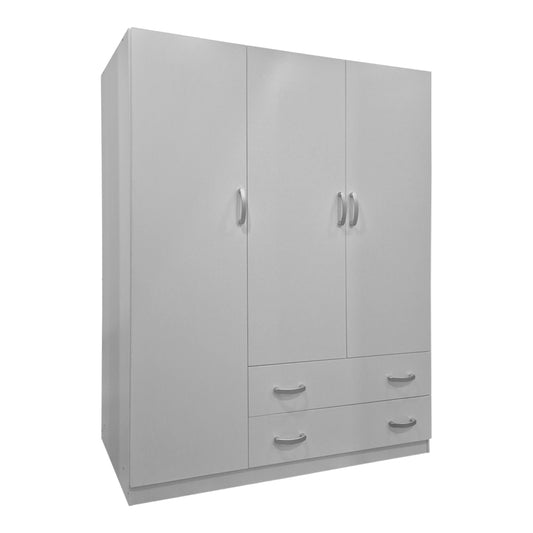 Ντουλάπα Τρίφυλλη με 2 Συρτάρια Alvia Λευκή 150x51x180