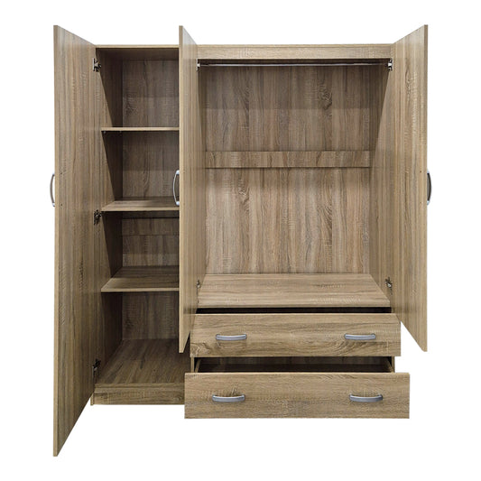 Ντουλάπα Τρίφυλλη με 2 Συρτάρια Alvia Sonoma 150x51x180
