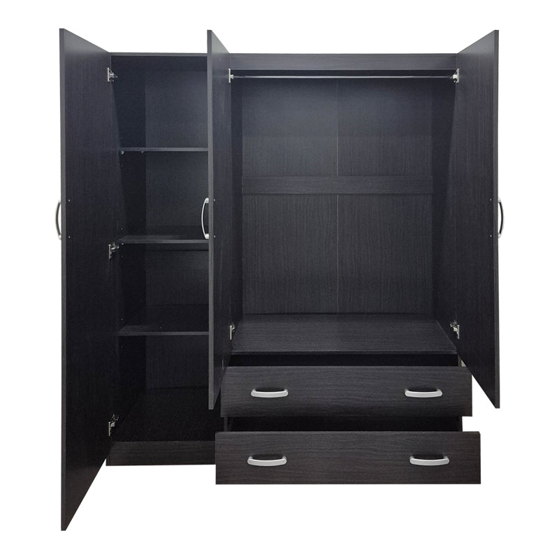 Ντουλάπα Τρίφυλλη με 2 Συρτάρια Alvia Wenge 150x51x180