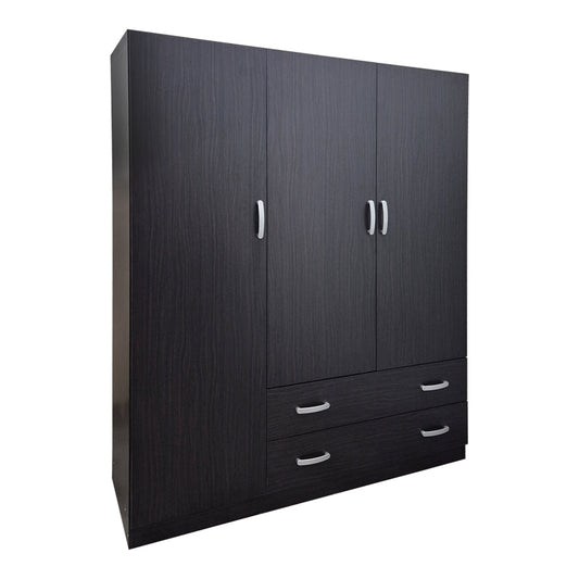 Ντουλάπα Τρίφυλλη με 2 Συρτάρια Alvia Wenge 150x51x180