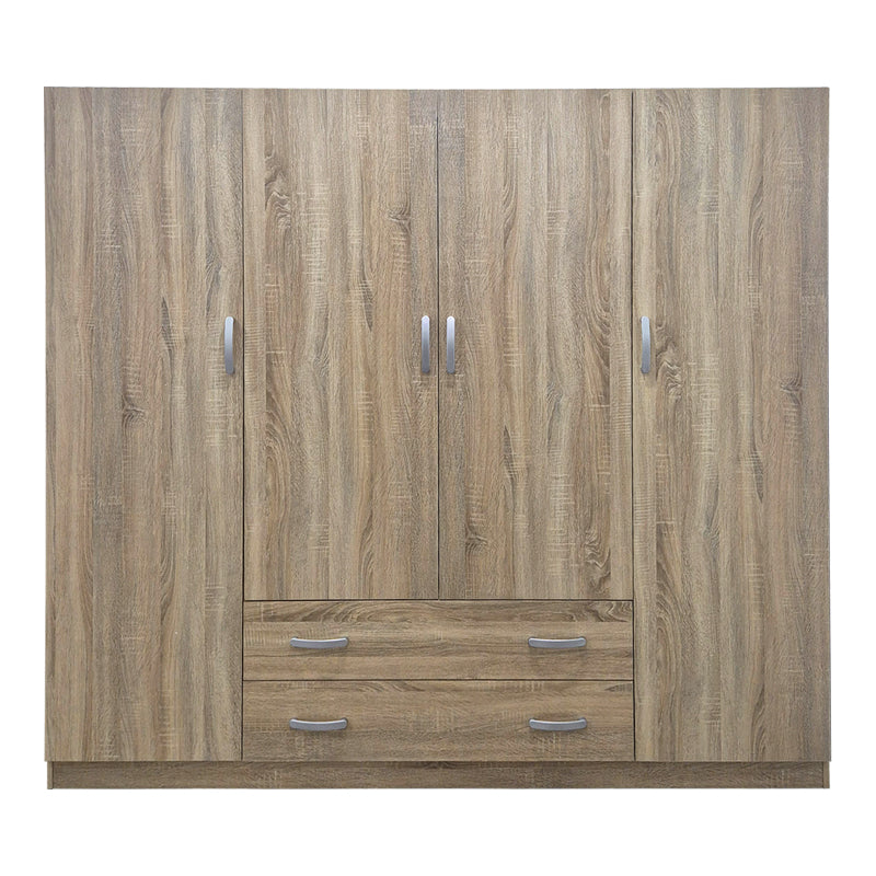 Ντουλάπα Τετράφυλλη με 2 Συρτάρια Alvia Sonoma 200x51x180