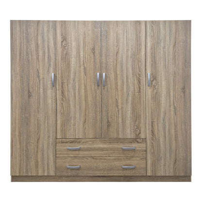 Ντουλάπα Τετράφυλλη με 2 Συρτάρια Alvia Sonoma 200x51x180