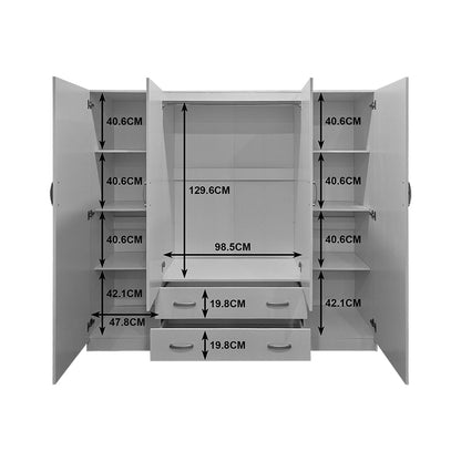 Ντουλάπα Τετράφυλλη με 2 Συρτάρια Alvia Sonoma 200x51x180
