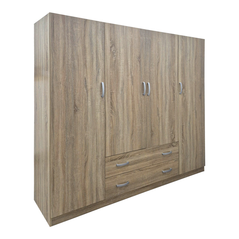 Ντουλάπα Τετράφυλλη με 2 Συρτάρια Alvia Sonoma 200x51x180