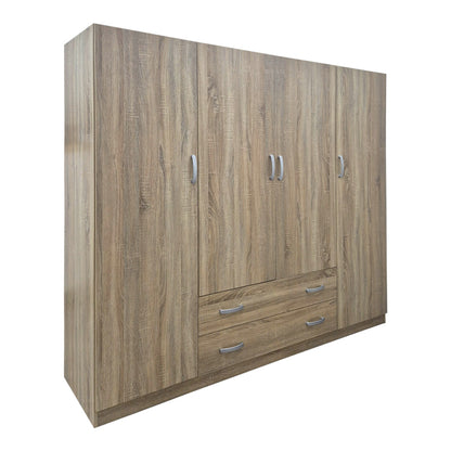 Ντουλάπα Τετράφυλλη με 2 Συρτάρια Alvia Sonoma 200x51x180