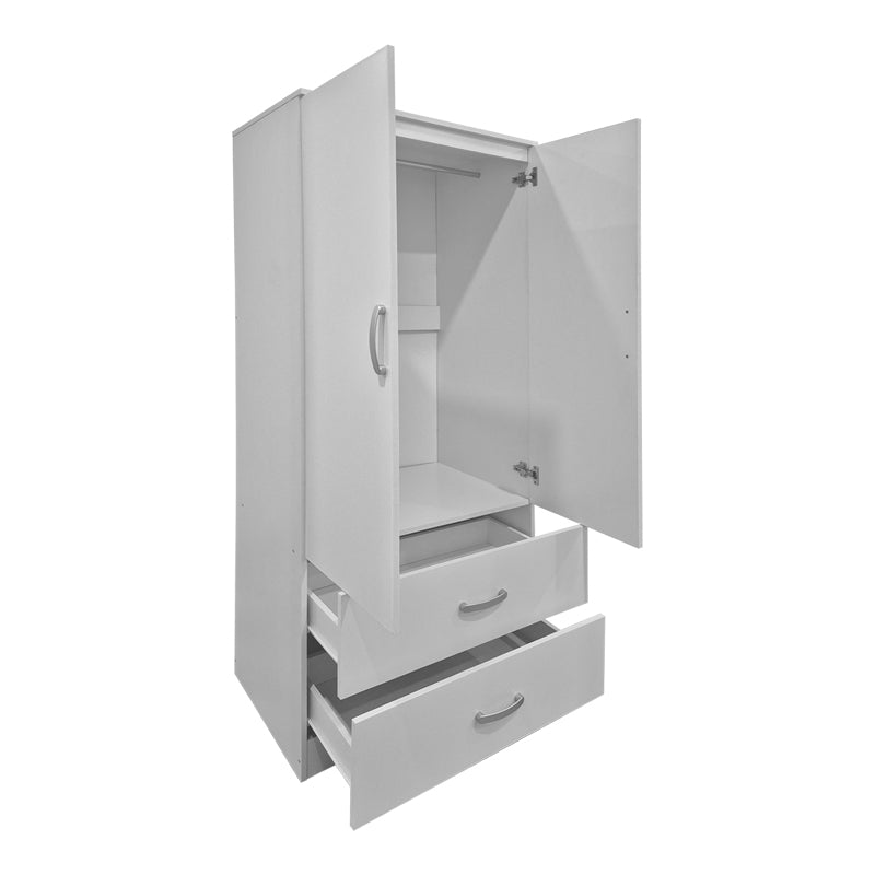 Ντουλάπα Δίφυλλη με 2 Συρτάρια Alvia Λευκή 80x51.5x180