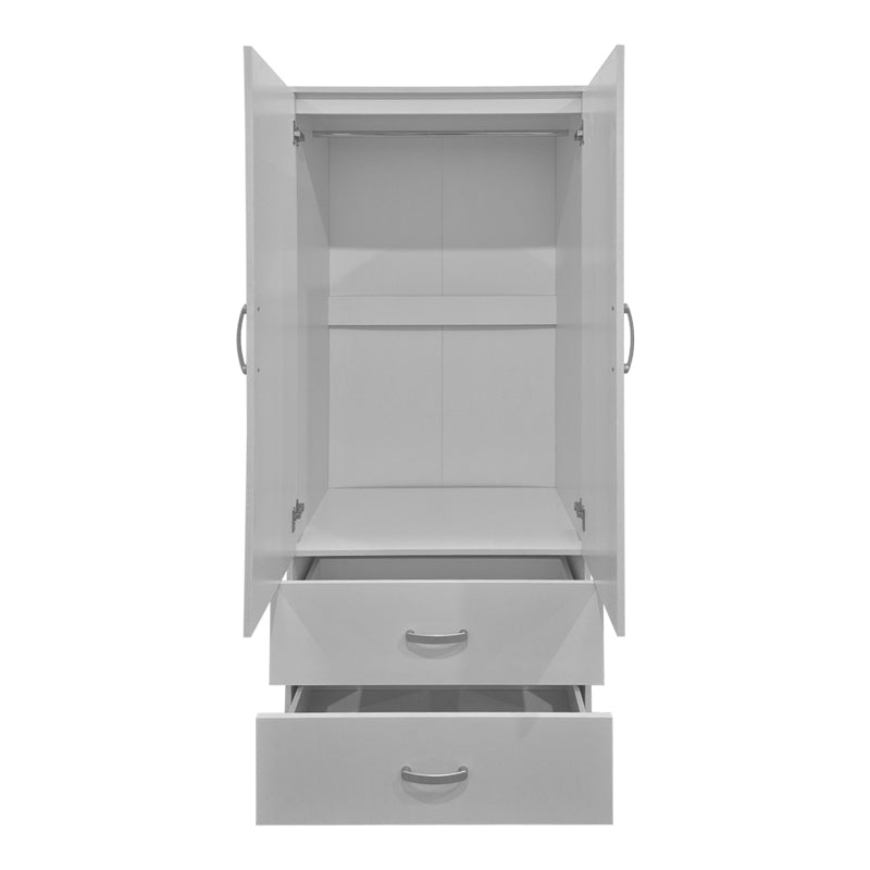Ντουλάπα Δίφυλλη με 2 Συρτάρια Alvia Λευκή 80x51.5x180