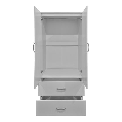 Ντουλάπα Δίφυλλη με 2 Συρτάρια Alvia Λευκή 80x51.5x180