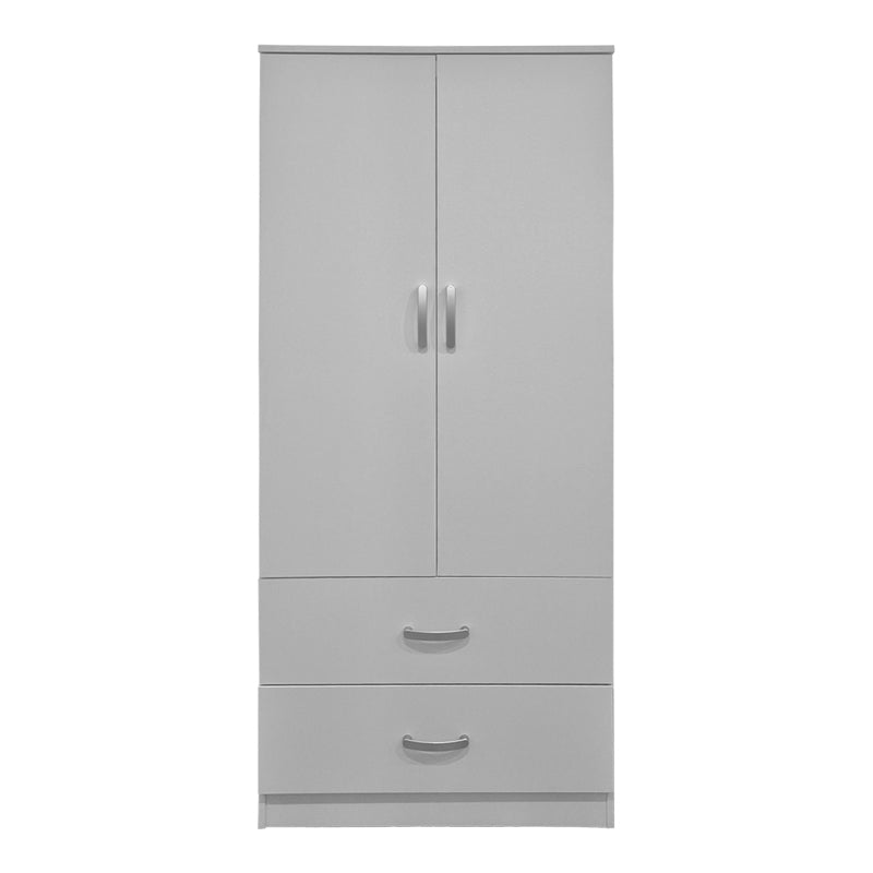 Ντουλάπα Δίφυλλη με 2 Συρτάρια Alvia Λευκή 80x51.5x180
