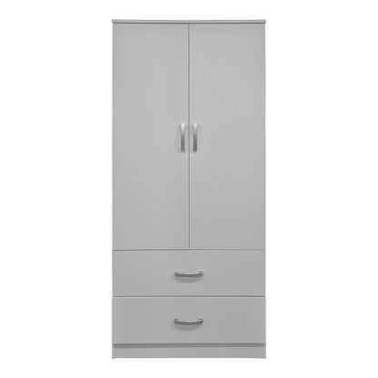 Ντουλάπα Δίφυλλη με 2 Συρτάρια Alvia Λευκή 80x51.5x180