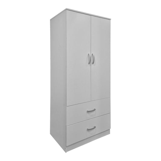 Ντουλάπα Δίφυλλη με 2 Συρτάρια Alvia Λευκή 80x51.5x180
