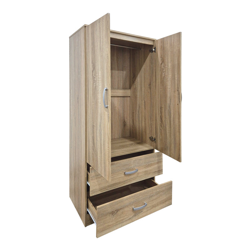 Ντουλάπα Δίφυλλη με 2 Συρτάρια Alvia Sonoma 80x51.5x180