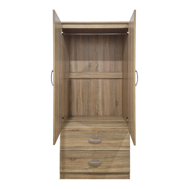 Ντουλάπα Δίφυλλη με 2 Συρτάρια Alvia Sonoma 80x51.5x180