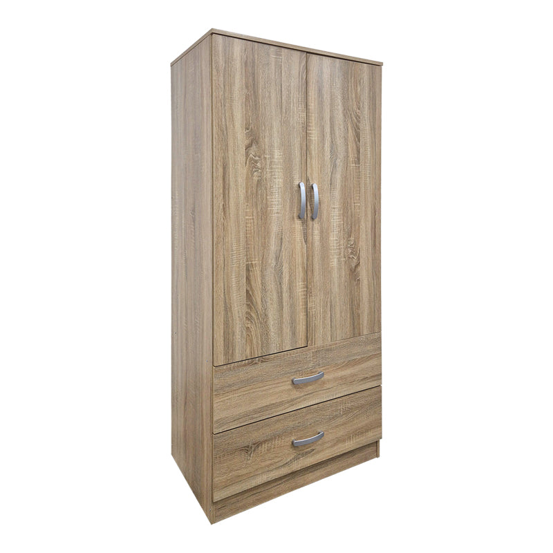 Ντουλάπα Δίφυλλη με 2 Συρτάρια Alvia Sonoma 80x51.5x180