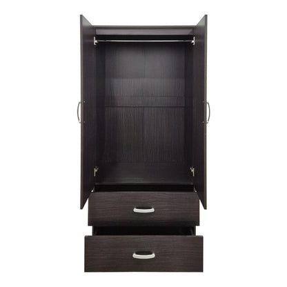 Ντουλάπα Δίφυλλη με 2 Συρτάρια Alvia Wenge 80x51.5x180