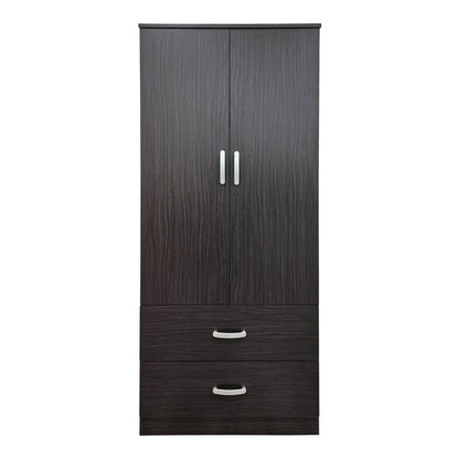 Ντουλάπα Δίφυλλη με 2 Συρτάρια Alvia Wenge 80x51.5x180