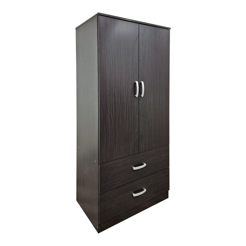 Ντουλάπα Δίφυλλη με 2 Συρτάρια Alvia Wenge 80x51.5x180