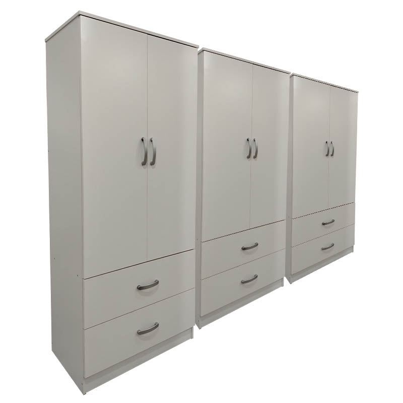 Ντουλάπα Εξάφυλλη με Συρτάρια Lego Λευκή 240x42x180