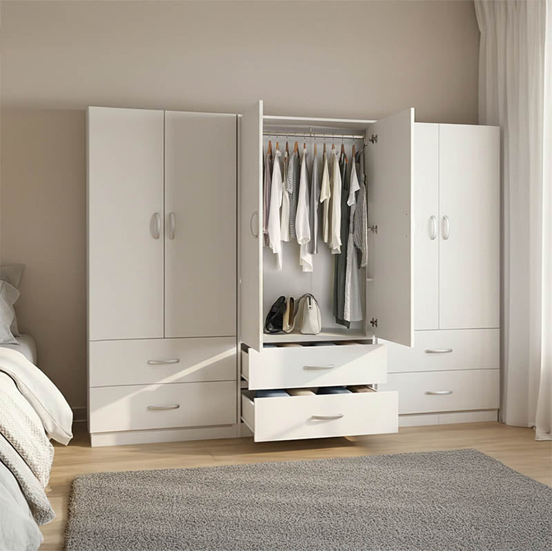 Ντουλάπα Εξάφυλλη με Συρτάρια Lego Λευκή 240x42x180