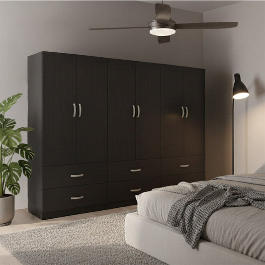 Ντουλάπα Εξάφυλλη με Συρτάρια Lego Wenge 240x42x180