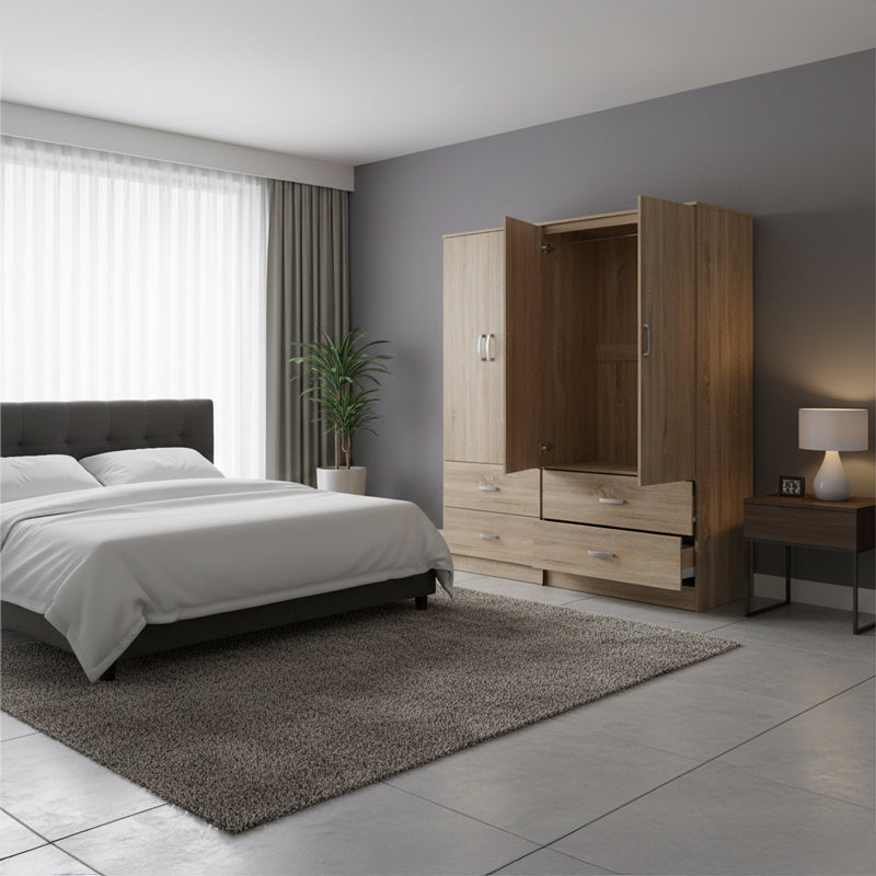 Ντουλάπα Τετράφυλλη με Συρτάρια Lego Sonoma 160x42x180