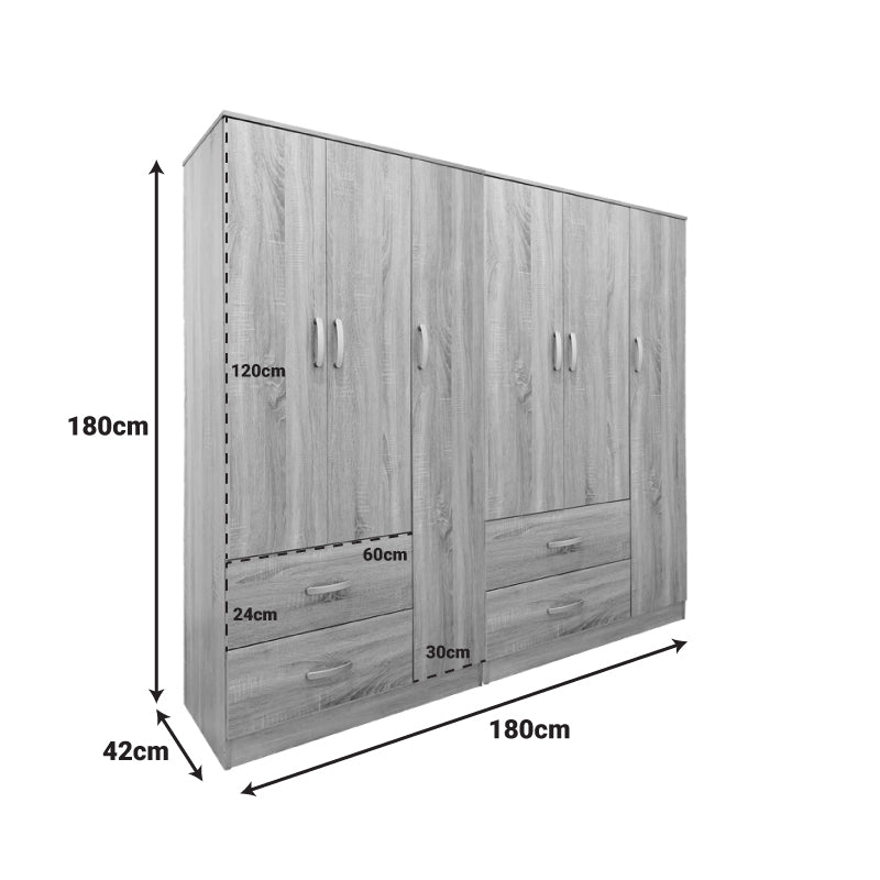 Ντουλάπα Εξάφυλλη Lego Sonoma 180x42x180