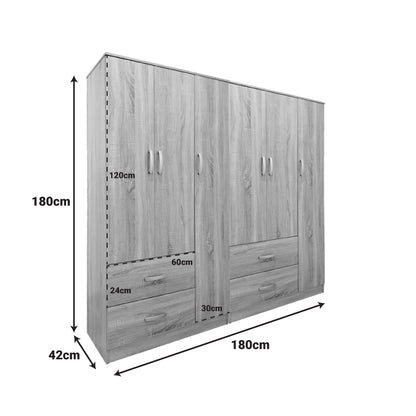 Ντουλάπα Εξάφυλλη Lego Sonoma 180x42x180