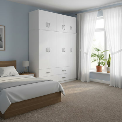 Ντουλάπα Πεντάφυλλη με Πατάρι Athos Λευκή 170x42x240