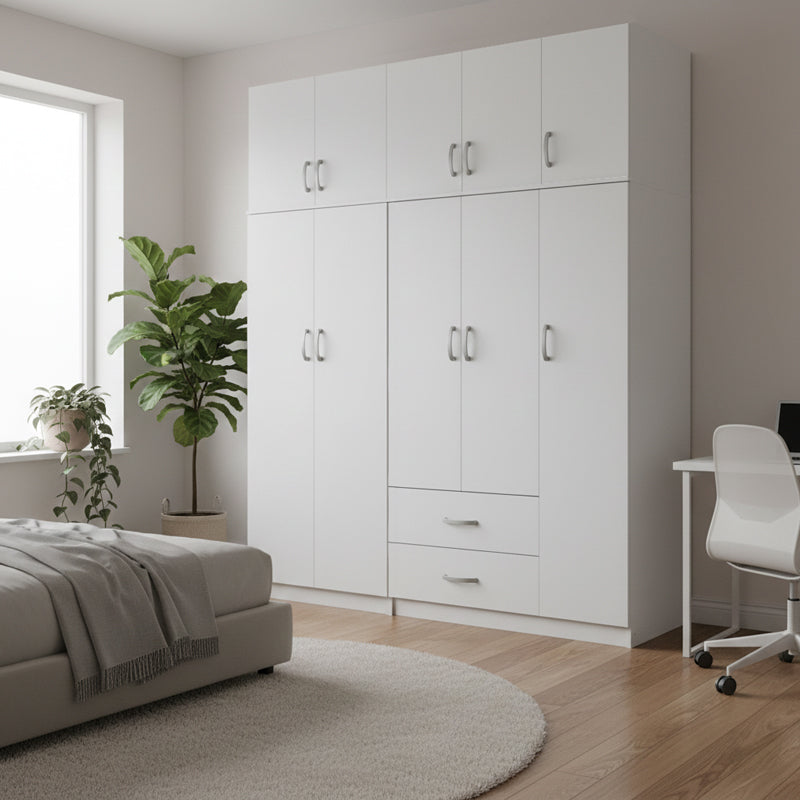 Ντουλάπα Πεντάφυλλη με Πατάρι Athos I Λευκή 170x42x240