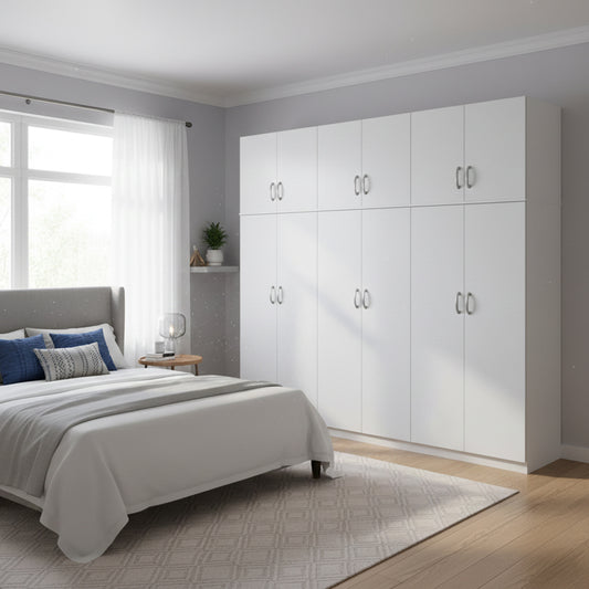 Ντουλάπα Εξάφυλλη με Πατάρι Athos II Λευκή 240x42x240